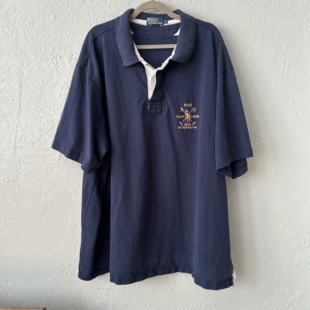 Polo Ralph Lauren Flesh Pony Polo Shirt Mens 4XL Big Navy Y2K Preppy Crest